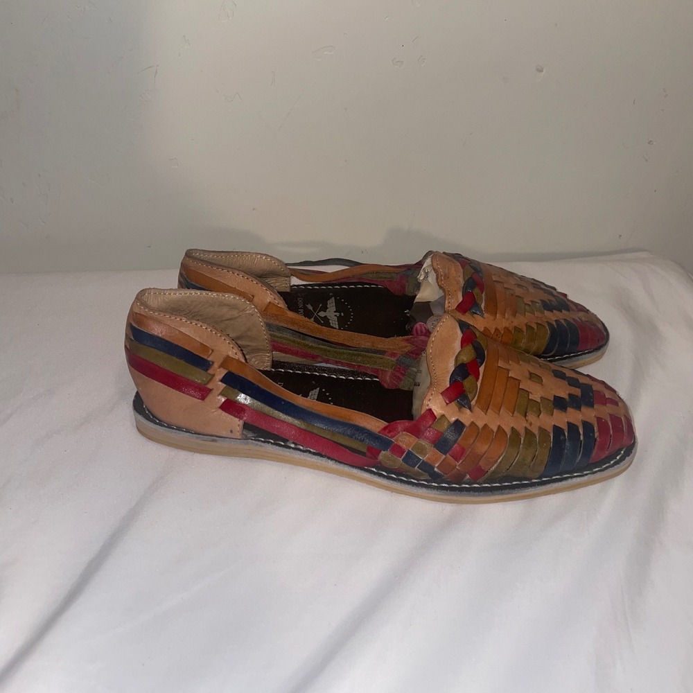 Don Porfirio Mexican Huarache Woven Leather Sandals Multi Color Flats Size 26/9